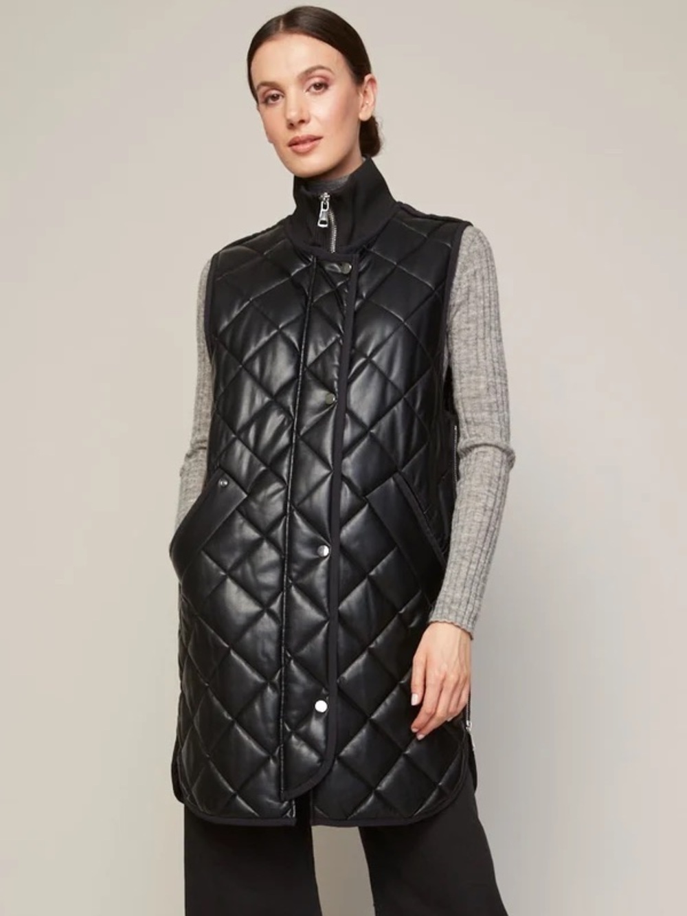 Adroit Atelier Destiny Vegan Leather Sleeveless Quilted Vest